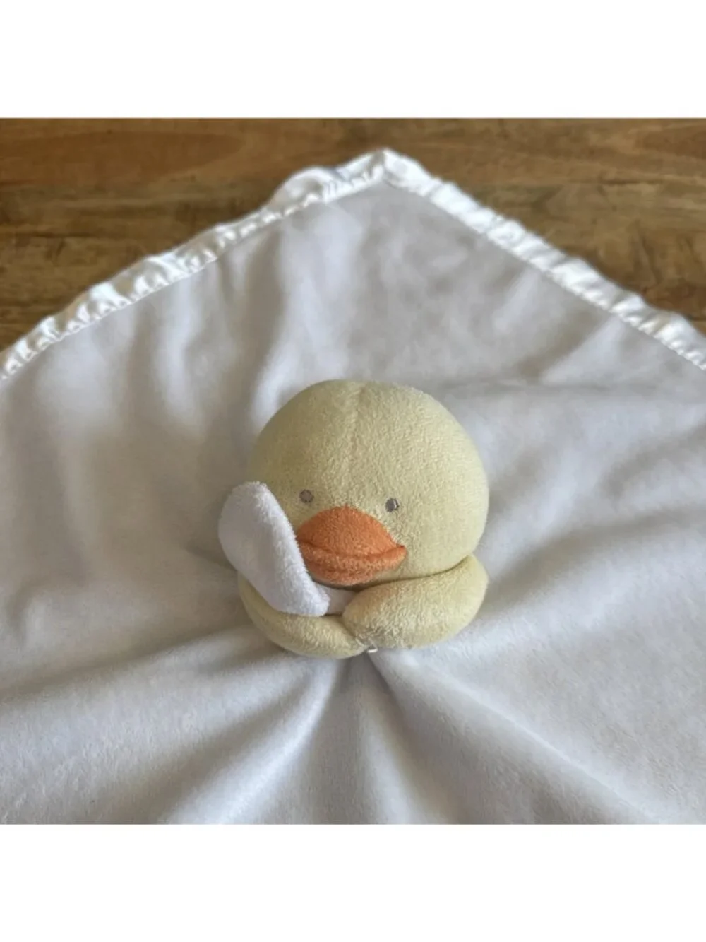 Carters I Love You Duck Chick Lovey Rattle White Satin Baby Security Blanket Toy